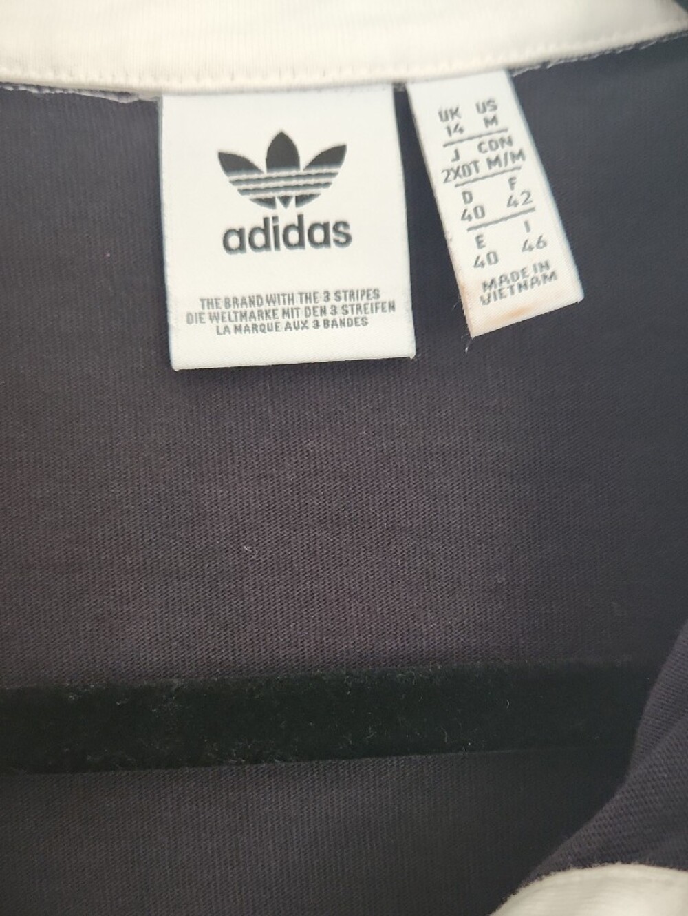 100% Cotton Athleisure adidas Beige Black Cropped Rugby Polo White Collar - Picture 2 of 6